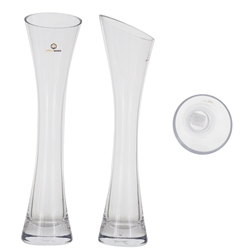 Mega Vases - 3" x 12" Slanted Bud Glass Vase - Clear