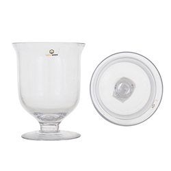 Mega Vases - 5" x 6.5" Footed Hurricane Glass Vase - Clear