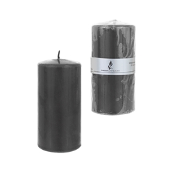 Mega Candles - 3" x 6" Unscented Domed Top Press Pillar Candle in Shrink Wrap - Dark Gray