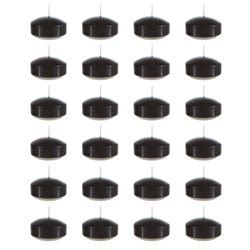 Mega Candles - 24 pcs 2" Unscented Floating Disc Candle in Bulk - Black
