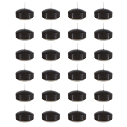 Mega Candles - 24 pcs 2" Unscented Floating Disc Candle in Bulk - Black