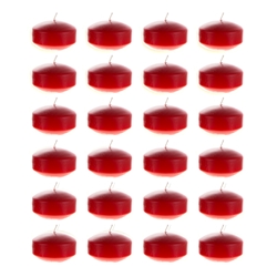 Mega Candles - 24 pcs 2" Unscented Floating Disc Candle in Bulk - Red