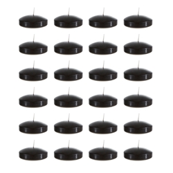 Mega Candles - 24 pcs 3" Unscented Floating Disc Candle in Bulk - Black