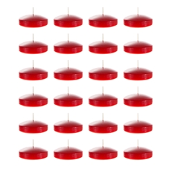 Mega Candles - 24 pcs 3" Unscented Floating Disc Candle in Bulk - Red