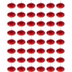 Mega Candles - 48 pcs 1.5" Unscented Floating Disc Candle in Bulk - Red