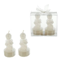 Mega Candles - 2 pcs Baby Angel Tealight Candle in Clear Box - White