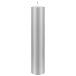 Mega Candles - 2" x 9" Unscented Round Pillar Candle - Silver