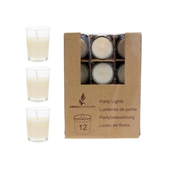Mega Candles - 12 pcs Unscented Mini Glass Container Candle in Box - Ivory