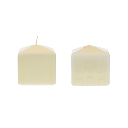 Mega Candles - 3" x 3" Unscented Dome Top Square Pillar Candle - Ivory
