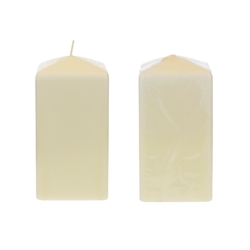 Mega Candles - 3" x 6" Unscented Dome Top Square Pillar Candle - Ivory
