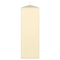 Mega Candles - 3" x 9" Unscented Dome Top Square Pillar Candle - Ivory