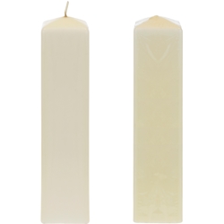 Mega Candles - 2" x 9" Unscented Dome Top Square Pillar Candle - Ivory