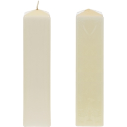 Mega Candles - 2" x 9" Unscented Dome Top Square Pillar Candle - Ivory