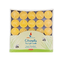 Mega Candles - 50 pcs Citronella Tea Light Candle in Box - Yellow