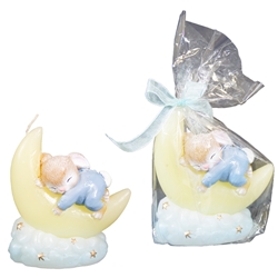 Mega Candles - Baby Rabbit Sleeping on Half Moon Candle - Blue