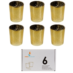 Mega Candles - 2" x 2.5" Mercury Glass Votive Candle Holder - Gold