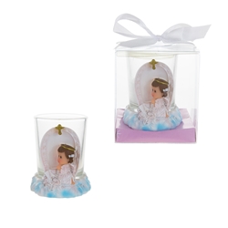 Mega Favors - Angel Praying on Clouds Poly Resin Candle Set in Gift Box - Pink