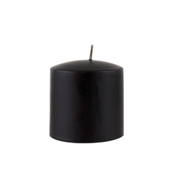 Azure Candles - 3" x 3" Unscented Round Glazed Pillar Candle - Black
