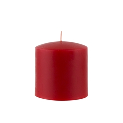Azure Candles - 3" x 3" Unscented Round Glazed Pillar Candle - Red