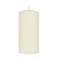 Azure Candles - 3" x 6" Unscented Round Glazed Pillar Candle - Ivory