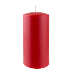 Azure Candles - 3" x 6" Unscented Round Glazed Pillar Candle - Red
