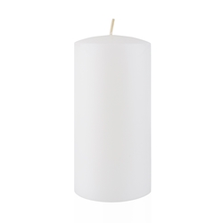 Azure Candles - 3" x 6" Unscented Round Glazed Pillar Candle - White