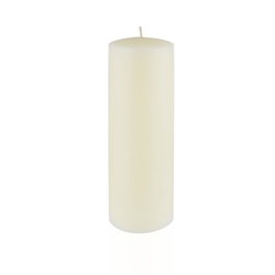 Azure Candles - 3" x 9" Unscented Round Glazed Pillar Candle - Ivory