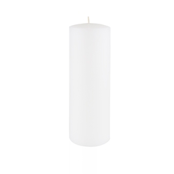 Azure Candles - 3" x 9" Unscented Round Glazed Pillar Candle - White