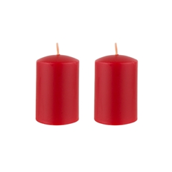 Azure Candles - 2" x 3" Unscented Round Glazed Pillar Candle - Red