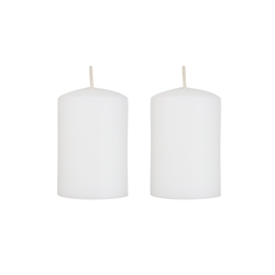 Azure Candles - 2" x 3" Unscented Round Glazed Pillar Candle - White