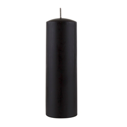 Azure Candles - 2" x 6" Unscented Round Glazed Pillar Candle - Black