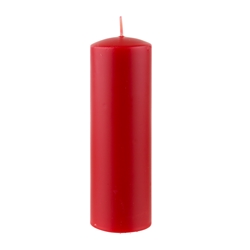 Azure Candles - 2" x 6" Unscented Round Glazed Pillar Candle - Red