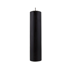Azure Candles - 2" x 9" Unscented Round Glazed Pillar Candle - Black