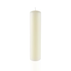 Azure Candles - 2" x 9" Unscented Round Glazed Pillar Candle - Ivory