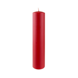 Azure Candles - 2" x 9" Unscented Round Glazed Pillar Candle - Red