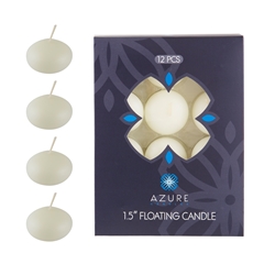 Azure Candles - 12 pcs 1.5" Unscented Glazed Floating Disc Candle - Ivory