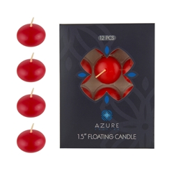 Azure Candles - 12 pcs 1.5" Unscented Glazed Floating Disc Candle - Red