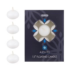 Azure Candles - 12 pcs 1.5" Unscented Glazed Floating Disc Candle - White