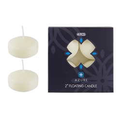 Azure Candles - 4 pcs 2" Unscented Glazed Floating Disc Candle - Ivory