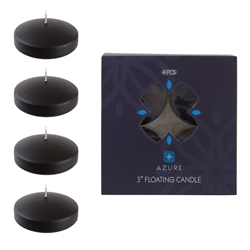 Azure Candles - 4 pcs 3" Unscented Glazed Floating Disc Candle - Black
