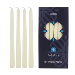 Azure Candles - 12 pcs 10" Unscented Glazed Taper Candle - Ivory