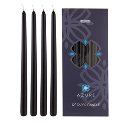 Azure Candles - 12 pcs 12" Unscented Glazed Taper Candle - Black