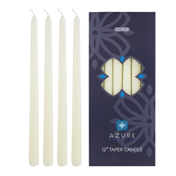 Azure Candles - 12 pcs 12" Unscented Glazed Taper Candle - Ivory