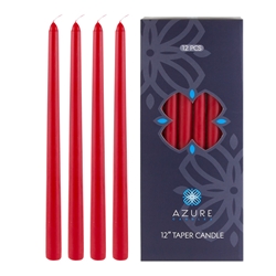 Azure Candles - 12 pcs 12" Unscented Glazed Taper Candle - Red