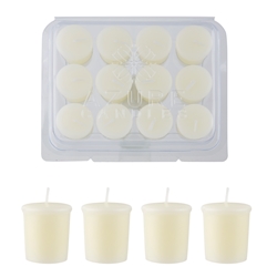 Azure Candles - 12 pcs 15 Hours Unscented Glazed Votive Candle in PVC Tray - Ivory