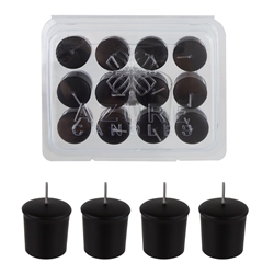 Azure Candles - 12 pcs 10 Hours Unscented Glazed Votive Candle in PVC Tray - Black
