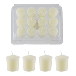 Azure Candles - 12 pcs 10 Hours Unscented Glazed Votive Candle in PVC Tray - Ivory