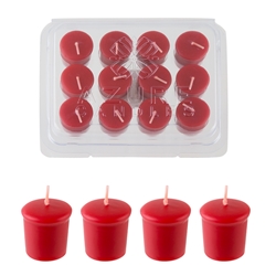 Azure Candles - 12 pcs 10 Hours Unscented Glazed Votive Candle in PVC Tray - Red