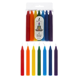 Mega Candles - 14 pcs 4" Unscented Chakra Straight Taper Candle - Asst