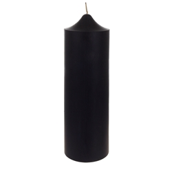 Mega Candles - 3" x 9" Unscented Round Dome Top Pillar Candle - Black